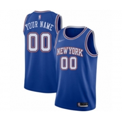 New York Knicks Customized Swingman Blue Basketball Jersey - Statement Edition