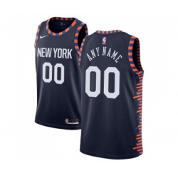 New York Knicks Customized Swingman Navy Blue Basketball Jersey - 2018-19 City Edition