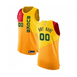 Milwaukee Bucks Customized Authentic Yellow Basketball Jersey - City Edition