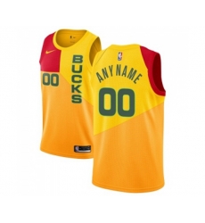 Milwaukee Bucks Customized Swingman Yellow Basketball Jersey - City Edition