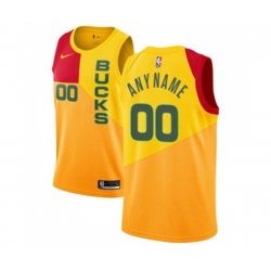 Milwaukee Bucks Customized Swingman Yellow Basketball Jersey - City Edition