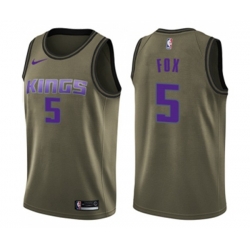 Sacramento Kings #5 DeAaron Fox Swingman Green Salute to Service NBA Jersey