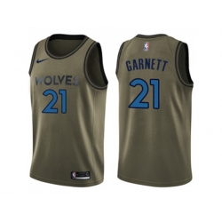 Minnesota Timberwolves #21 Kevin Garnett Green Salute to Service NBA Swingman Jersey