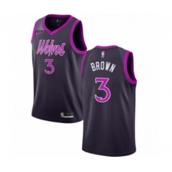 Minnesota Timberwolves #3 Anthony Brown Authentic Purple NBA Jersey - City Edition