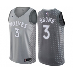 Minnesota Timberwolves #3 Anthony Brown Swingman Gray NBA Jersey - City Edition