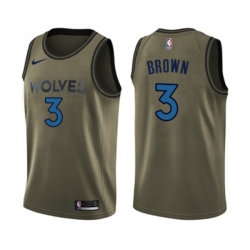 Minnesota Timberwolves #3 Anthony Brown Swingman Green Salute to Service NBA Jersey