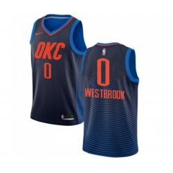 Oklahoma City Thunder #0 Russell Westbrook Authentic Navy Blue NBA Jersey Statement Edition