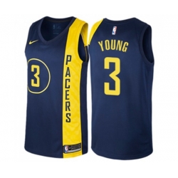 Indiana Pacers #3 Joe Young Authentic Navy Blue NBA Jersey - City Edition