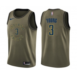 Indiana Pacers #3 Joe Young Swingman Green Salute to Service NBA Jersey