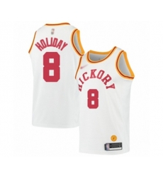 Indiana Pacers #8 Justin Holiday Authentic White Hardwood Classics Basketball Jersey