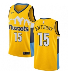 Denver Nuggets #15 Carmelo Anthony Swingman Gold Alternate NBA Jersey Statement Edition