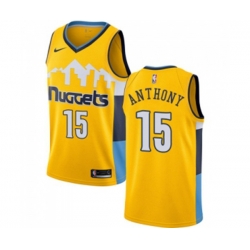 Denver Nuggets #15 Carmelo Anthony Swingman Gold Alternate NBA Jersey Statement Edition