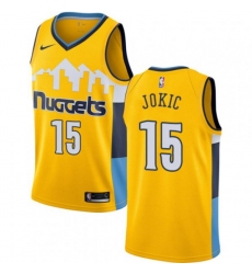 Denver Nuggets #15 Nikola Jokic Authentic Gold Alternate NBA Jersey Statement Edition