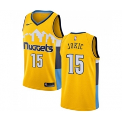 Denver Nuggets #15 Nikola Jokic Swingman Gold Alternate NBA Jersey Statement Edition