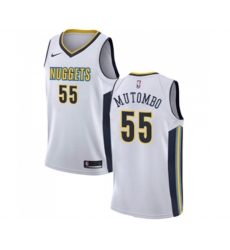 Denver Nuggets #55 Dikembe Mutombo Authentic White Basketball Jersey - Association Edition