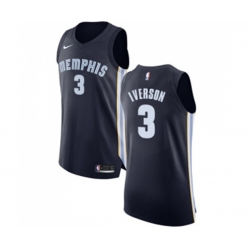 Memphis Grizzlies #3 Allen Iverson Authentic Navy Blue Road NBA Jersey - Icon Edition