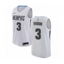 Memphis Grizzlies #3 Allen Iverson Authentic White NBA Jersey - City Edition Memphis Grizzlies #3 Allen Iverson Authentic White NBA Jersey - City Edition