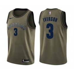 Memphis Grizzlies #3 Allen Iverson Swingman Green Salute to Service NBA Jersey Memphis Grizzlies #3 Allen Iverson Swingman Green Salute to Service NBA Jersey
