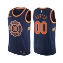 New York Knicks #00 Enes Kanter Authentic Navy Blue NBA Jersey - City Edition