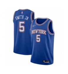 New York Knicks #5 Dennis Smith Jr. Swingman Blue Basketball Jersey - Statement Edition
