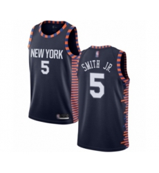 New York Knicks #5 Dennis Smith Jr. Swingman Navy Blue Basketball Jersey - 2018-19 City Edition