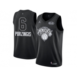 New York Knicks #6 Kristaps Porzingis Black NBA Jordan Swingman 2018 All-Star Game Jersey