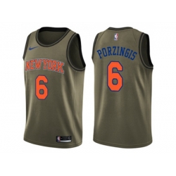 New York Knicks #6 Kristaps Porzingis Green Salute to Service NBA Swingman Jersey
