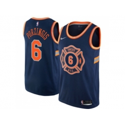 New York Knicks #6 Kristaps Porzingis Navy NBA Swingman City Edition Jersey