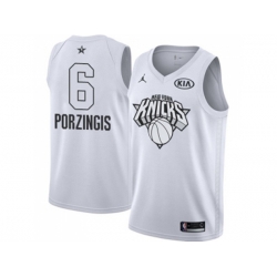 New York Knicks #6 Kristaps Porzingis White NBA Jordan Swingman 2018 All-Star Game Jersey