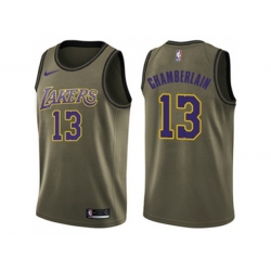 Los Angeles Lakers #13 Wilt Chamberlain Green Salute to Service NBA Swingman Jersey