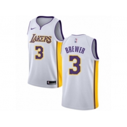Los Angeles Lakers #3 Corey Brewer Authentic White NBA Jersey - Association Edition