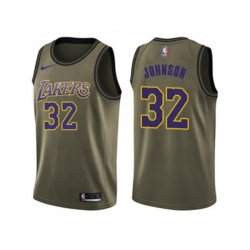 Los Angeles Lakers #32 Magic Johnson Green Salute to Service NBA Swingman Jersey
