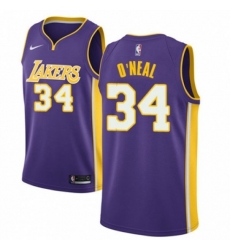 Los Angeles Lakers #34 Shaquille ONeal Authentic Purple NBA Jersey - Icon Edition