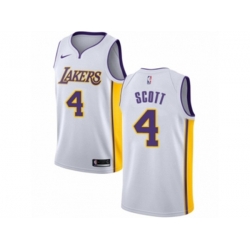 Los Angeles Lakers #4 Byron Scott Authentic White NBA Jersey - Association Edition