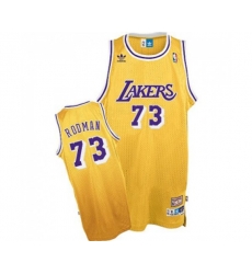 Los Angeles Lakers #73 Dennis Rodman Swingman Gold Throwback Basketball Jersey