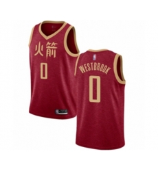 Houston Rockets #0 Russell Westbrook Authentic Red Basketball Jersey - 2018-19 City Edition