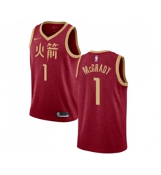 Houston Rockets #1 Tracy McGrady Authentic Red Basketball Jersey - 2018 19 City Edition
