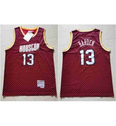 Houston Rockets #13 James Harden Red Checkerboard Hardwood Classics Jersey