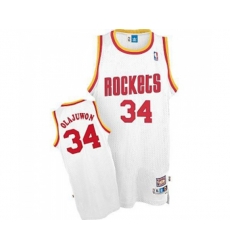 Houston Rockets #34 Hakeem Olajuwon Swingman White Throwback Basketball Jersey