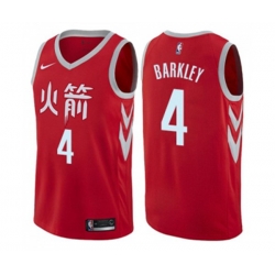 Houston Rockets #4 Charles Barkley Authentic Red NBA Jersey - City Edition