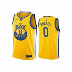 Golden State Warriors #0 DAngelo Russell Authentic Gold Finished Basketball Jersey - Statement Edition