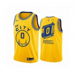 Golden State Warriors #0 DAngelo Russell Authentic Gold Hardwood Classics Basketball Jersey - The City Classic Edition