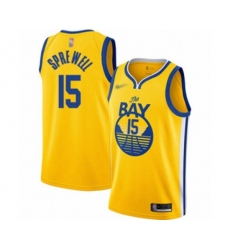 Golden State Warriors #15 Latrell Sprewell Swingman Gold Finished Basketball Jersey - Statement Edition