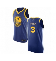 Golden State Warriors #3 Jordan Poole Authentic Royal Blue Basketball Jersey - Icon Edition