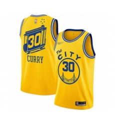 Golden State Warriors #30 Stephen Curry Authentic Gold Hardwood Classics Basketball Jersey - The City Classic Edition
