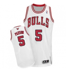 Adidas Chicago Bulls #5 John Paxson Authentic White Home NBA Jersey
