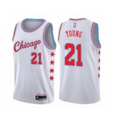 Chicago Bulls #21 Thaddeus Young Swingman White Basketball Jersey - City Edition