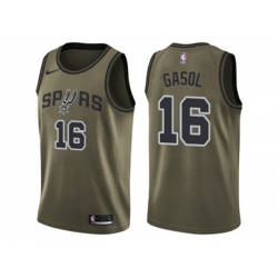 San Antonio Spurs #16 Pau Gasol Green Salute to Service NBA Swingman Jersey