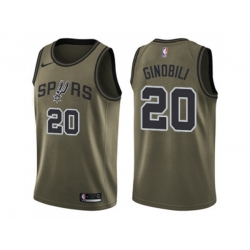 San Antonio Spurs #20 Manu Ginobili Green Salute to Service NBA Swingman Jersey