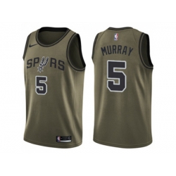 San Antonio Spurs #5 Dejounte Murray Green Salute to Service NBA Swingman Jersey